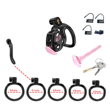 Lade das Bild in den Galerie-Viewer, Schwarzes Keuschheitsset mit Harnröhrenring und Noppen