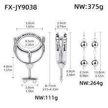Load image into Gallery viewer, Adjustable Dual Ring Metal Cock Ring with Weighted Chains – round teeth measurements and weight chart