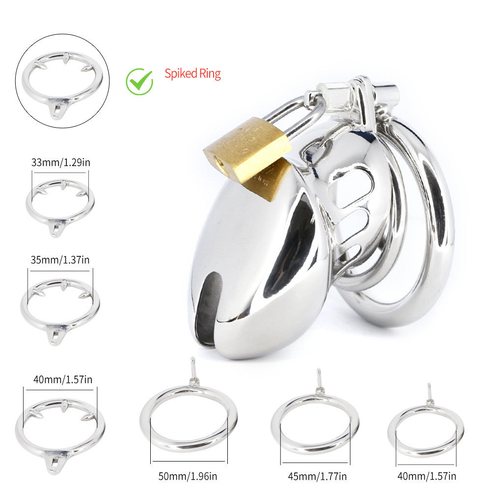 BDSM Stainless Steel Chastity Device With Spike Ring – chastity-devices