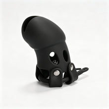 Load image into Gallery viewer, Black concealed-lock chastity cage front view