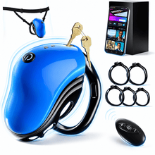 Load image into Gallery viewer, Blue 10-Mode App-Control Vibrating Chastity Cage
