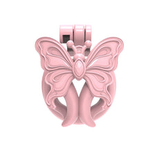 Load image into Gallery viewer, Pink Butterfly Wing Inverted Chastity Cage front view
