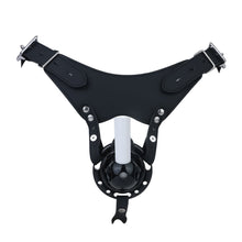 Load image into Gallery viewer, Black vibrating Candy Heart chastity cage with black waist belt