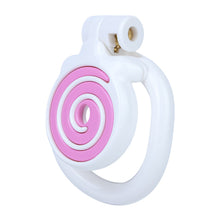 Load image into Gallery viewer, Pink and white Candy Heart Flat Chastity Cage front angle