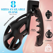 Load image into Gallery viewer, 8 Adjustable Cock Ring ABS Chastity Cage