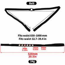 Afbeelding in Gallery-weergave laden, Cloud Bell Metal Chastity Cage support belt waist range and strap measurement diagram