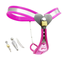 Load image into Gallery viewer, Female Chastity Belt With Pink Transparent Panel - 3