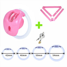 Lade das Bild in den Galerie-Viewer, Pink and White cage with pink three-way belt and four ring sizes