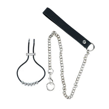 Load image into Gallery viewer, Flame Cutout Stainless Steel Chastity Cage with Restraint - Beaded cord and chain components