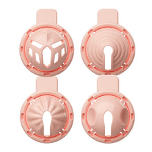 Lade das Bild in den Galerie-Viewer, Four interchangeable pink cage fronts shown from front and rear