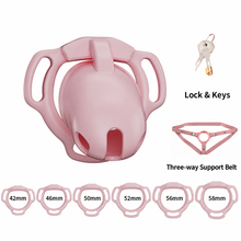 Afbeelding in Gallery-weergave laden, Pink Galaxy Shell set illustration with 42, 46, 50, 52, 56 and 58 mm base rings, lock with keys and three-way support belt