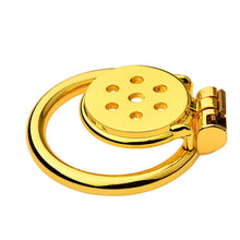 Load image into Gallery viewer, Golden Flat Metal Chastity Cage