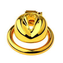 Load image into Gallery viewer, Golden Flat Metal Chastity Cage