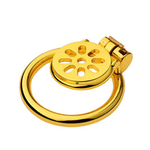 Load image into Gallery viewer, Golden Flat Metal Chastity Cage