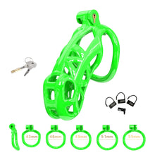 Lade das Bild in den Galerie-Viewer, Maxi Green Cobra Keuschheitskäfig-Kits für Männer