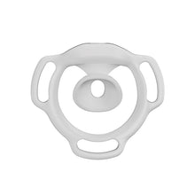 Lade das Bild in den Galerie-Viewer, White Halo Ring flat chastity cage rear view showing its inward-facing center profile