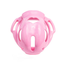 Lade das Bild in den Galerie-Viewer, Pink heart cutout resin chastity cage front view