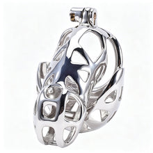 Lade das Bild in den Galerie-Viewer, Mamba Stainless Steel Ball-Enclosing Chastity Cage angled view