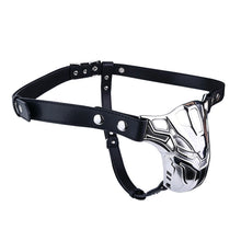 Afbeelding in Gallery-weergave laden, Mech Armor Metal Chastity Cage with Standard Belt angled view