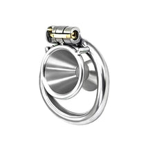 Lade das Bild in den Galerie-Viewer, Polished Metal Funnel Chastity Cage with Hinged Lock