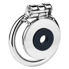 Afbeelding in Gallery-weergave laden, Mirror Polish Flat and Inverted Chastity Cage – flat cage angled view and keyed lock