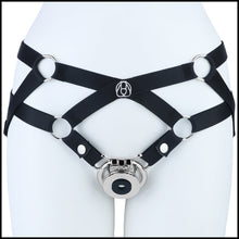 Afbeelding in Gallery-weergave laden, Mirror Polish Flat and Inverted Chastity Cage – flat cage with black support belt