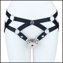 Afbeelding in Gallery-weergave laden, Mirror Polish Flat and Inverted Chastity Cage – inverted cage with black support belt