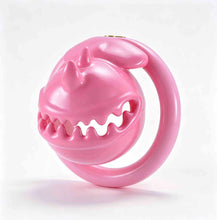 Load image into Gallery viewer, Pink Monster Mouth chastity cage from an angled view