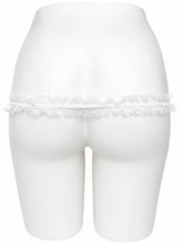 Load image into Gallery viewer, White lolita lace support strap shown from the rear on a display mannequin