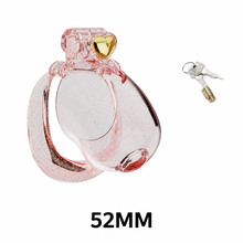 Load image into Gallery viewer, Transparent pink heart chastity cage with 52 mm ring