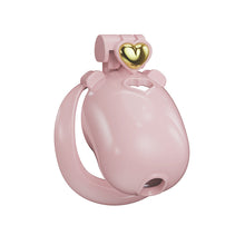 Load image into Gallery viewer, Solid pink heart resin chastity cage from an angle
