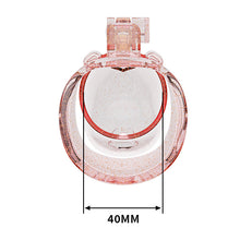 Load image into Gallery viewer, Transparent pink heart chastity cage width measurement, 40 mm