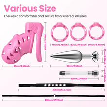 Load image into Gallery viewer, Pink Rattler Chastity Cage with Anal Plug 3