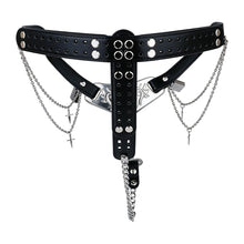 Load image into Gallery viewer, Qiling Metal Chastity Pants with Chains rear straps and chains