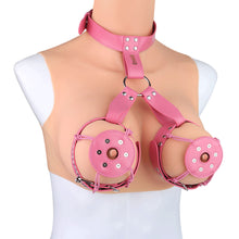 Load image into Gallery viewer, Pink harness front three-quarter view on mannequin