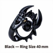 Load image into Gallery viewer, Black scorpion chastity cage with 40 mm ring