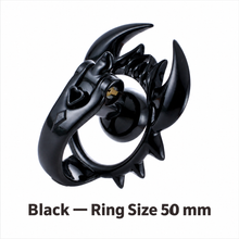 Load image into Gallery viewer, Black scorpion chastity cage with 50 mm ring