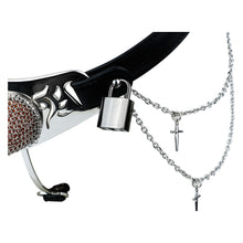 Load image into Gallery viewer, Silver Scale Armor Chain Chastity Pants side lock and chain detail