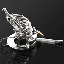 Load image into Gallery viewer, Stainless Steel Chastity Cage Ball Stretcher with Urethral Catheter Cock Cage