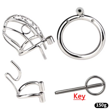 Lade das Bild in den Galerie-Viewer, Steel Chastity Device with PA part including keys tube ring, pa