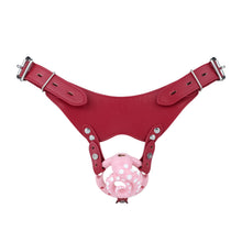 Load image into Gallery viewer, Coral Pink tentacle chastity cage with red belt
