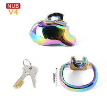 Load image into Gallery viewer, V4 Rainbow Steel Chastity Cage - nub 36mm