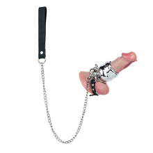 Afbeelding in Gallery-weergave laden, Cutout Weighted Stainless Steel Chastity Cage with Chain and Strap