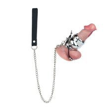 Afbeelding in Gallery-weergave laden, Cutout Weighted Stainless Steel Chastity Cage with Chain and Strap
