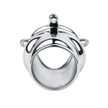 Load image into Gallery viewer, Weighted Stainless Steel Chastity Cage with Chain – metal cage rear opening