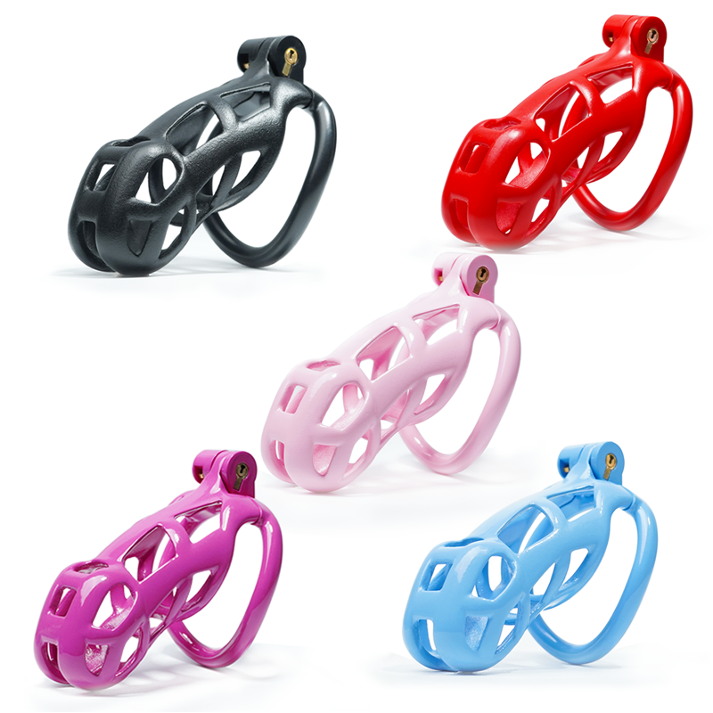 Cobra Male Chastity Cage Device With 4 Interchangeable Rings & Auxiliary Belt Rope