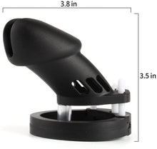 Afbeelding in Gallery-weergave laden, Zwarte siliconen apparaatkooi voor mannen, 3,15 inch en 3,74 inch lang