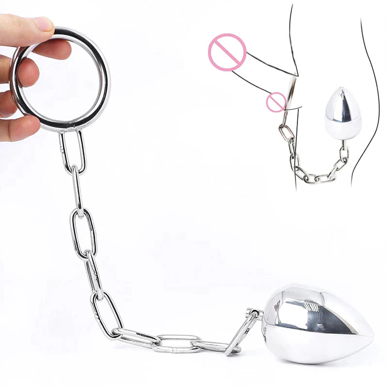 Analplug aus Edelstahl mit Penisring – chastity-devices
