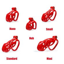 Load image into Gallery viewer, Maxi Red Cobra Male Chastity Cage with 4 Rings