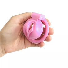 Load image into Gallery viewer, Pussy Shaped Pink Chastity Cage With 4 Rings